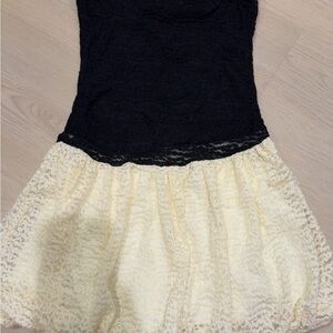 Chic Black and Cream Lace Mini Dress